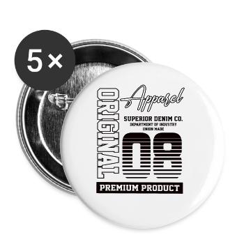 2008 Vintage Anniversaire Vintage Cadeau Rétro - Lot de 5 grands badges (56 mm) - blanc - Devant