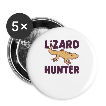 Lizard Bearded Dragon Lovers Reptile Lovers - Buttons large 2.2''/56 mm (5-pack) - white - Front