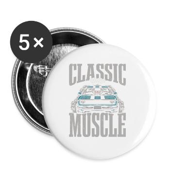 Conception musculaire classique Pour tous les fans de course. - Lot de 5 grands badges (56 mm) - blanc - Devant