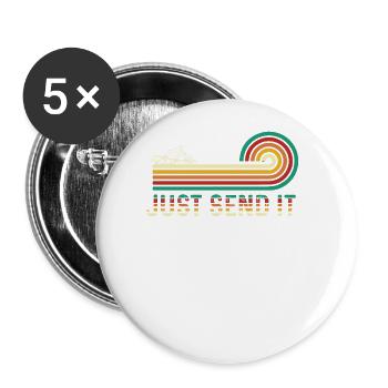 Just Send It mit dem Schneemoblie Raubenfahrzeug - Buttons groß 56 mm (5er Pack) - Weiß - Vorne
