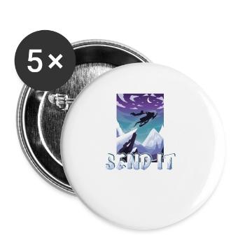 Motor Schlitten Pilot spring über Klippen Send It - Buttons groß 56 mm (5er Pack) - Weiß - Vorne