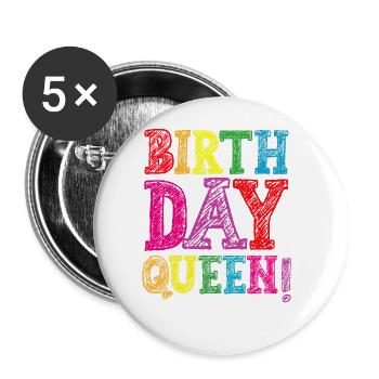 Fille Anniversaire Anniversaire Reine! Fille - Lot de 5 grands badges (56 mm) - blanc - Devant