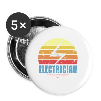 Électricien Rétro Vintage Awesome Cool Designs - Lot de 5 grands badges (56 mm) - blanc - Devant