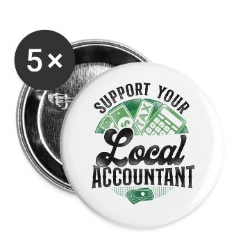 Accountant Bookkeeper Accounting - Buttons large 2.2''/56 mm (5-pack) - white - Front