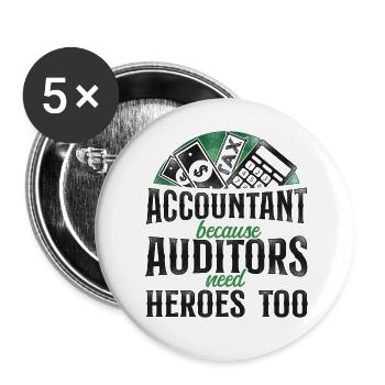 Accountant Bookkeeper Accounting - Buttons large 2.2''/56 mm (5-pack) - white - Front