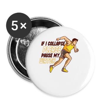 Läufer-halbmarathon-finisher-laufen - Buttons groß 56 mm (5er Pack) - Weiß - Vorne