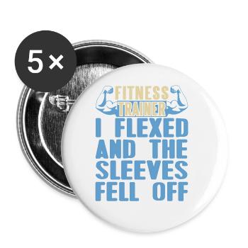 Flexed & The Sleeves Fell Off Funny Fitness - Buttons large 2.2''/56 mm (5-pack) - white - Front