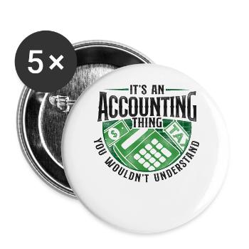 Accountant Bookkeeper Accounting - Buttons large 2.2''/56 mm (5-pack) - white - Front