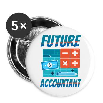 Accountant Bookkeeper Accounting - Buttons large 2.2''/56 mm (5-pack) - white - Front