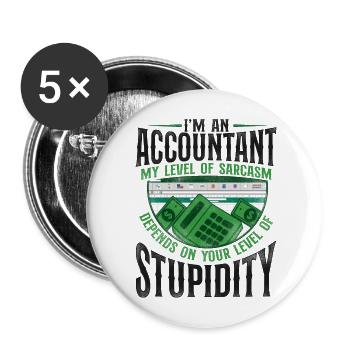 Accountant Bookkeeper Accounting - Buttons large 2.2''/56 mm (5-pack) - white - Front