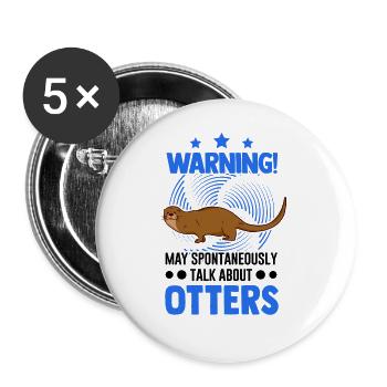 Warnung Otter Fischotter Seeotter - Buttons groß 56 mm (5er Pack) - Weiß - Vorne