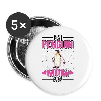 Best Penguin Mom Ever Pinguin Mama - Buttons groß 56 mm (5er Pack) - Weiß - Vorne