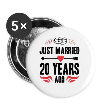 Just Married 20 Years Ago 20th Wedding Anniversary - Buttons large 2.2''/56 mm (5-pack) - white - Front