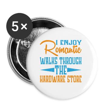Profitez de promenades romantiques dans la quincaillerie19 - Lot de 5 grands badges (56 mm) - blanc - Devant
