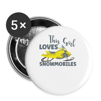 Schneemobil Schneemobil Wintersport Geschenkidee - Buttons groß 56 mm (5er Pack) - Weiß - Vorne