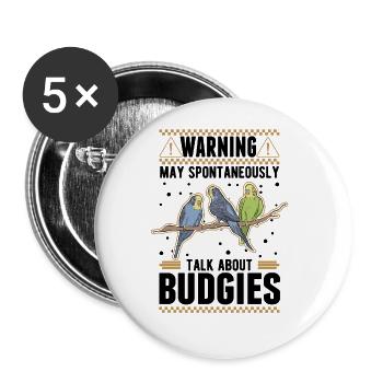Peut parler spontanément de la perruche de Budgie - Lot de 5 grands badges (56 mm) - blanc - Devant