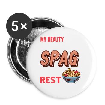Spag Solves The Rest Of My Problems Funny T-Shirt - Buttons large 2.2''/56 mm (5-pack) - white - Front