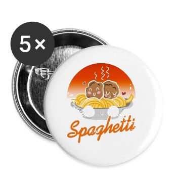 Spaghetti & Meatballs Cute Retro Spag Lover - Buttons large 2.2''/56 mm (5-pack) - white - Front