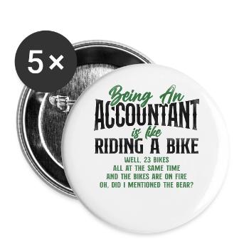 Accountant Bookkeeper Accounting - Buttons large 2.2''/56 mm (5-pack) - white - Front