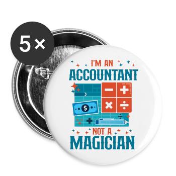 Accountant Bookkeeper Accounting - Buttons large 2.2''/56 mm (5-pack) - white - Front
