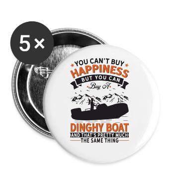 Glück Kann Man Nicht Kaufen, Aber Dinghy Boat - Buttons groß 56 mm (5er Pack) - Weiß - Vorne