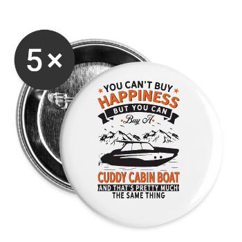 Ich Kann Kein Glück Kaufen, Sondern Cuddy -Boot - Buttons groß 56 mm (5er Pack) - Weiß - Vorne