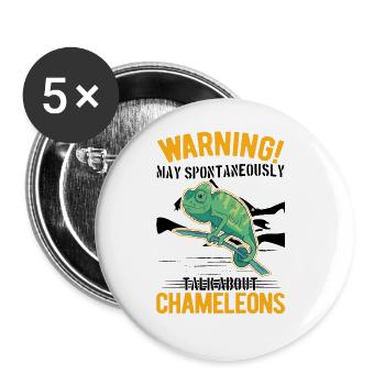 Warning Chameleon Gift Chameleon - Buttons large 2.2''/56 mm (5-pack) - white - Front