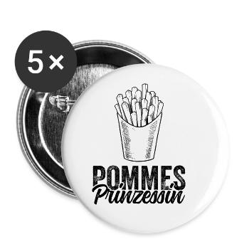 Pommes Prinzessin - Buttons groß 56 mm (5er Pack) - Weiß - Vorne