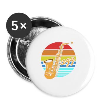 JAZZ Cool Retro Vintage Jazz Player & Lover - Buttons groß 56 mm (5er Pack) - Weiß - Vorne