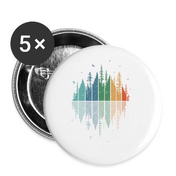 Retro Wald Outdoor Wandern Natur - Buttons groß 56 mm (5er Pack) - Weiß - Vorne