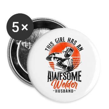 Soudeur Soudeur Femme Mari - Lot de 5 grands badges (56 mm) - blanc - Devant