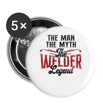 Welder Welding Dad Father Vintage - Buttons large 2.2''/56 mm (5-pack) - white - Front
