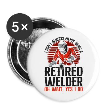 Soudage Soudeur Retraite Vintage - Lot de 5 grands badges (56 mm) - blanc - Devant