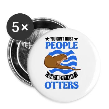 Otter Gift Otter Sea Otter - Buttons large 2.2''/56 mm (5-pack) - white - Front
