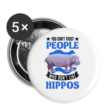 Hippo Lover Hippo Hippo Hippo - Buttons large 2.2''/56 mm (5-pack) - white - Front