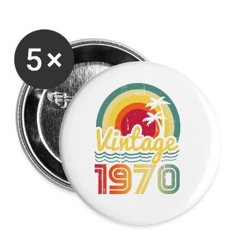 Millésime 1970 - Lot de 5 grands badges (56 mm) - blanc - Devant