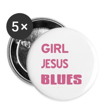 This Girl Runs On Jesus & Blues Cool Retro - Buttons large 2.2''/56 mm (5-pack) - white - Front