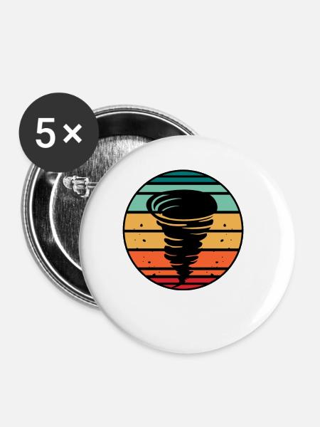 Tornado - Buttons groß 56 mm (5er Pack) - Weiß