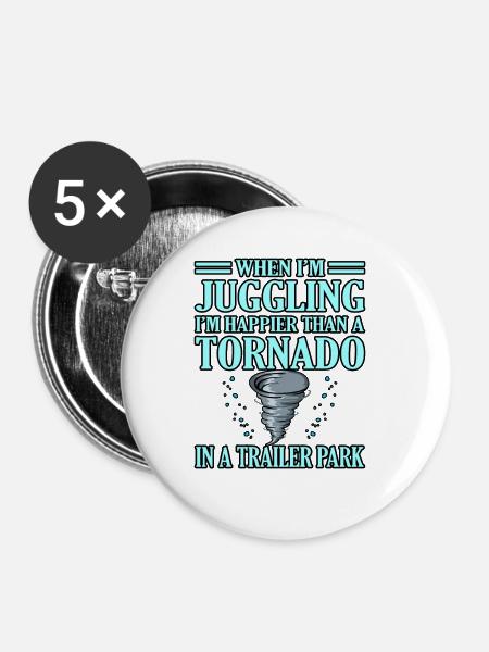 Tornado - Buttons groß 56 mm (5er Pack) - Weiß