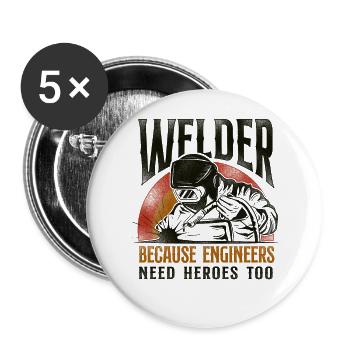Welder Welding Vintage Retro - Buttons groß 56 mm (5er Pack) - Weiß - Vorne