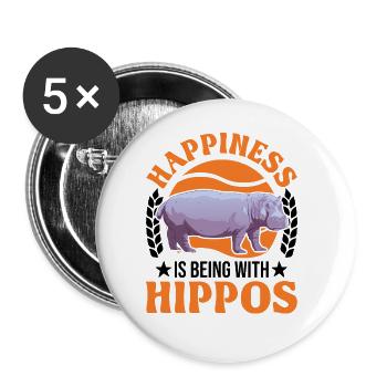 Hippo Lucky Hippo Hippo - Buttons large 2.2''/56 mm (5-pack) - white - Front