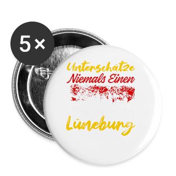 Unterschätze Niemals Einen Alten Mann Aus Lüneburg - Buttons groß 56 mm (5er Pack) - Weiß - Vorne