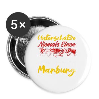 Unterschätze Niemals Einen Alten Mann Aus Marburg - Buttons groß 56 mm (5er Pack) - Weiß - Vorne