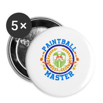 Paintball Master Cool Retro Joueur de paintball - Lot de 5 grands badges (56 mm) - blanc - Devant
