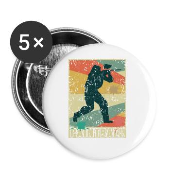 Retro Vintage PAINTBALL Player Baller Design - Buttons large 2.2''/56 mm (5-pack) - white - Front