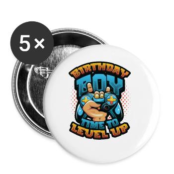 Birthday child, gamer - Buttons large 2.2''/56 mm (5-pack) - white - Front