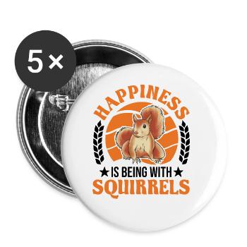 Écureuil Chance Écureuil Gris - Lot de 5 grands badges (56 mm) - blanc - Devant