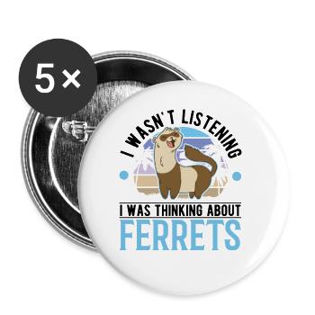 Frettchen Liebhaber Ferret Geschenk - Buttons groß 56 mm (5er Pack) - Weiß - Vorne