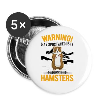 Warnung Hamster Hamsterrad Goldhamster - Buttons groß 56 mm (5er Pack) - Weiß - Vorne
