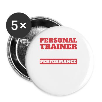 Fitness Workout Motivation Entraîneur personnel - Lot de 5 grands badges (56 mm) - blanc - Devant